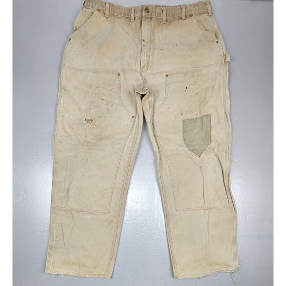 Carhartt Pants Mens 38x30 Vintage Distressed B01-BRN Duck‎ Canvas Double Knee - Picture 1 of 9